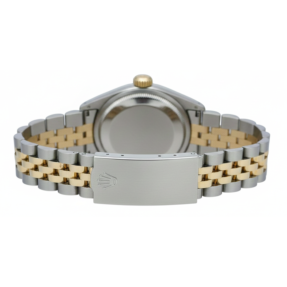 Black Stick Dial Datejust Women Rolex Watch Two Tone Jubilee