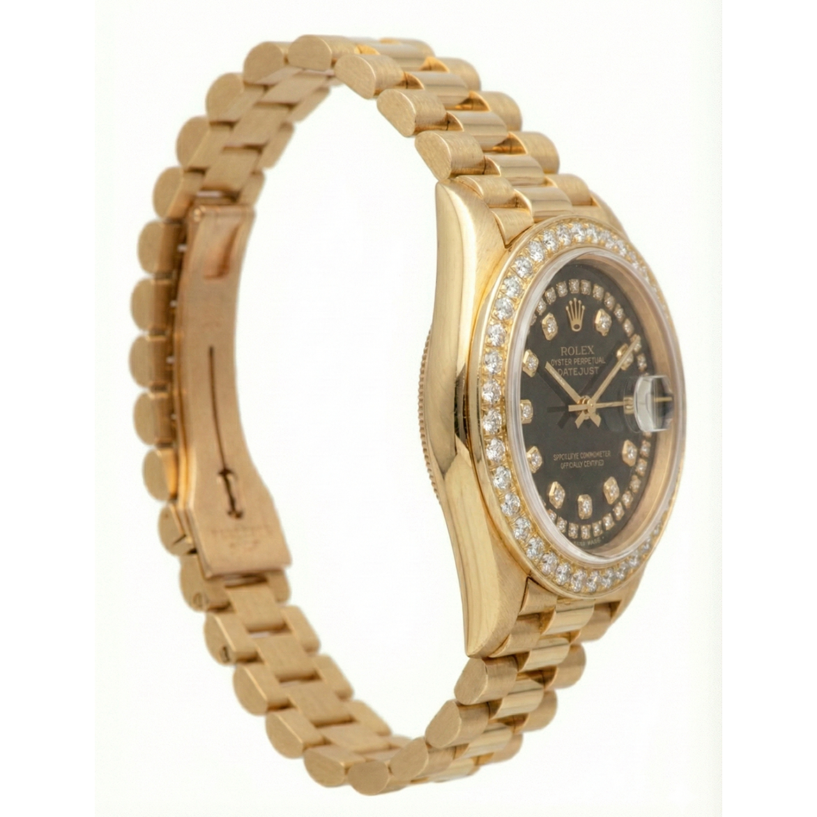 Black String Diamond Dial Rolex Presidente Watch Dj Diamond Bezel