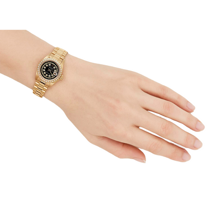 Black String Diamond Dial Rolex Presidente Watch Dj Diamond Bezel