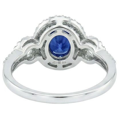 Blue AAA Ceylon Sapphire With Natural Earth Mined Diamond Ring 2.75 Carats Gold Jewelry