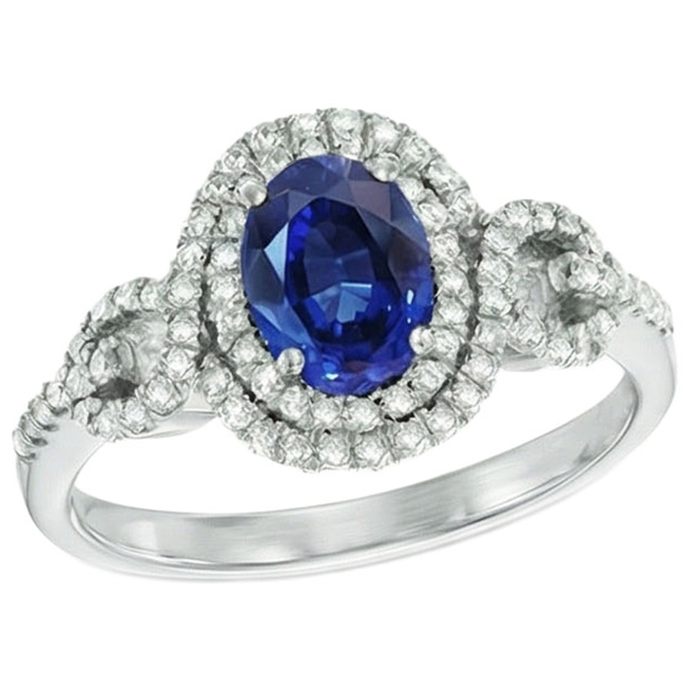 Blue AAA Ceylon Sapphire With Natural Earth Mined Diamond Ring 2.75 Carats Gold Jewelry