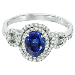 Blue AAA Ceylon Sapphire With Natural Earth Mined Diamond Ring 2.75 Carats Gold Jewelry