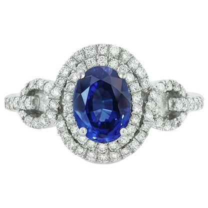 Blue AAA Ceylon Sapphire With Natural Earth Mined Diamond Ring 2.75 Carats Gold Jewelry