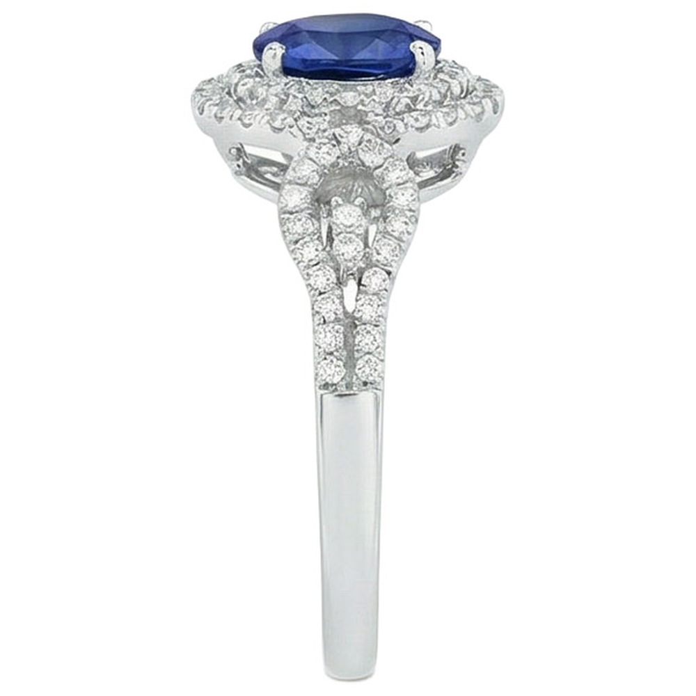 Blue AAA Ceylon Sapphire With Natural Earth Mined Diamond Ring 2.75 Carats Gold Jewelry