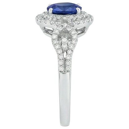 Blue AAA Ceylon Sapphire With Natural Earth Mined Diamond Ring 2.75 Carats Gold Jewelry