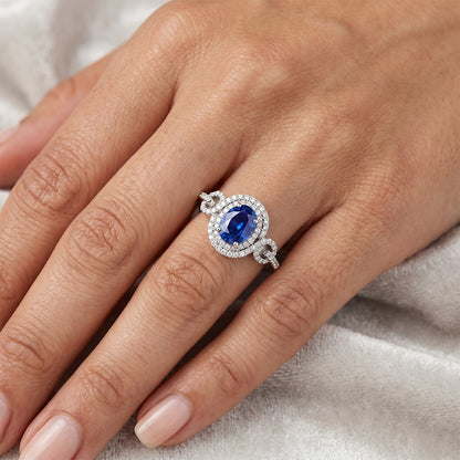 Blue AAA Ceylon Sapphire With Natural Earth Mined Diamond Ring 2.75 Carats Gold Jewelry