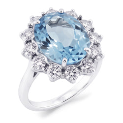 Blue Aquamarine Gem Cocktail Ring