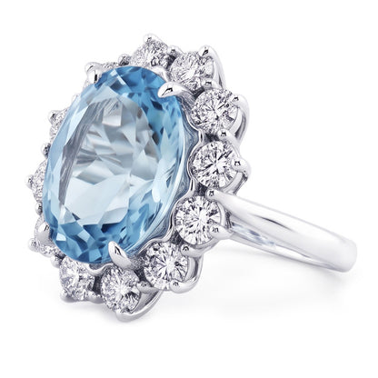 Blue Aquamarine Gem Cocktail Ring