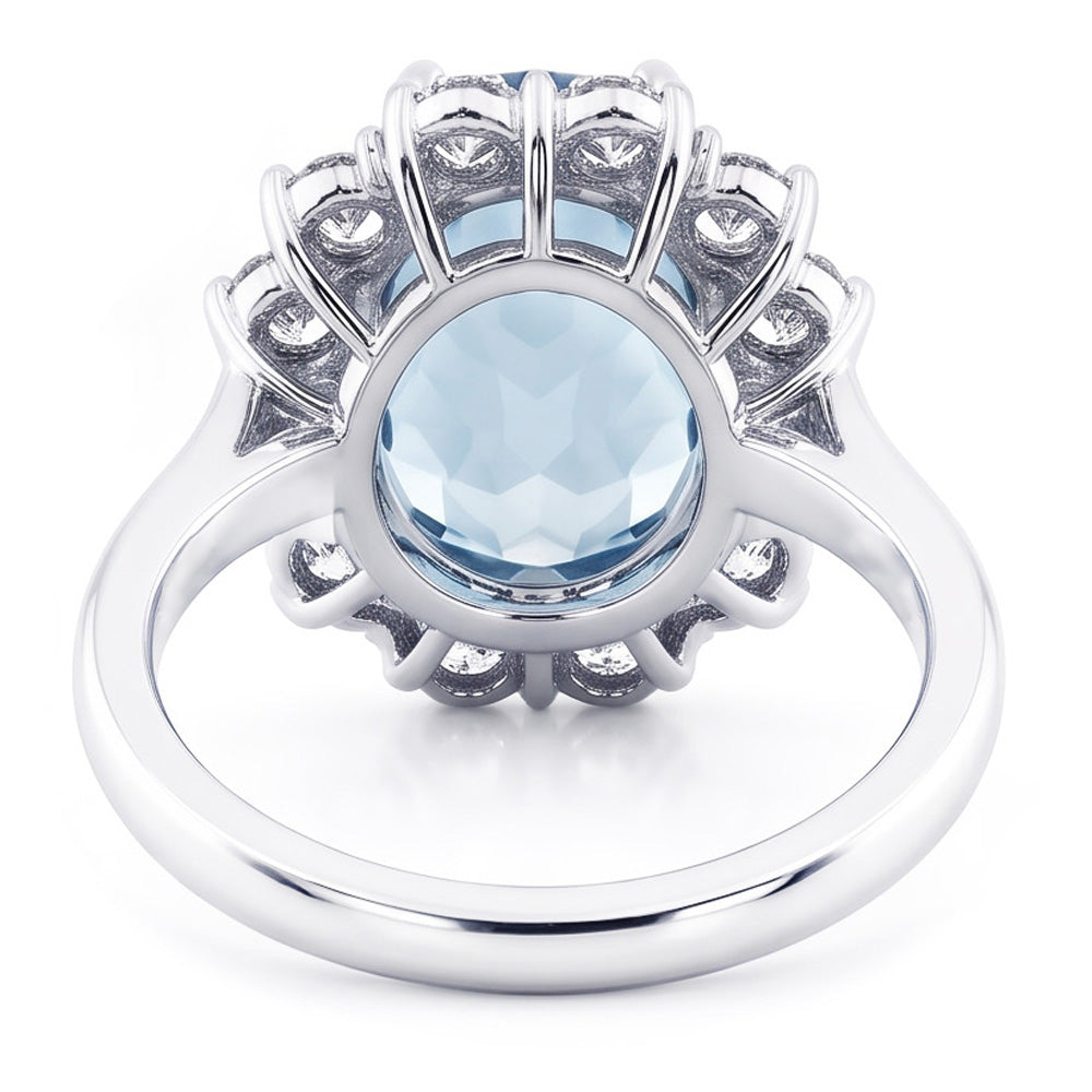 Blue Aquamarine Gem Cocktail Ring