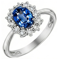 Natural Real ( Not Lab Grown )  Blue Ceylon Sapphire 3 Carats Anniversary Ring White Gold 14K