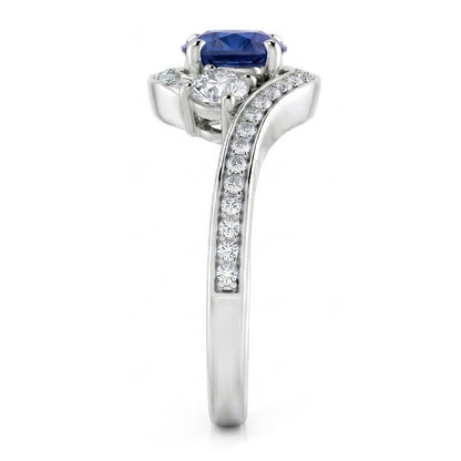 Blue Ceylon Sapphire And Natural Earth Mined Diamond Ring White Gold 14K