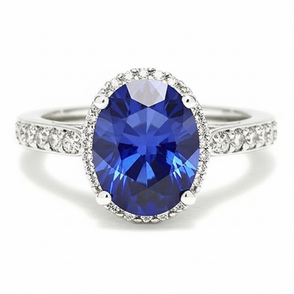 Natural Real ( Not Lab Grown )  Blue Colored Gem Engagement Ring
