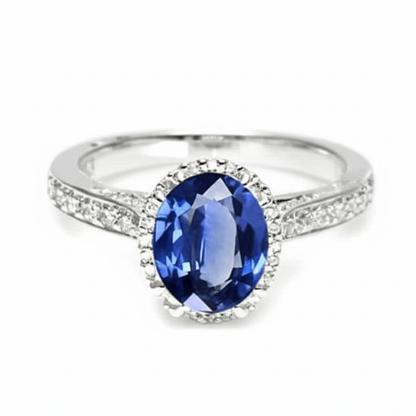 Natural Real ( Not Lab Grown )  Blue Colored Gem Engagement Ring