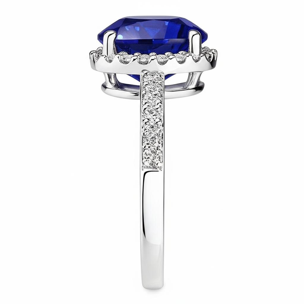 Natural Real ( Not Lab Grown )  Blue Colored Gem Engagement Ring