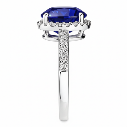 Natural Real ( Not Lab Grown )  Blue Colored Gem Engagement Ring