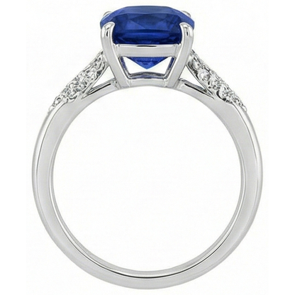 Blue Cushion Cut Kashmir Sapphire And Natural Earth Mined Diamond Wedding Ring Gold 14K 2 Ct.