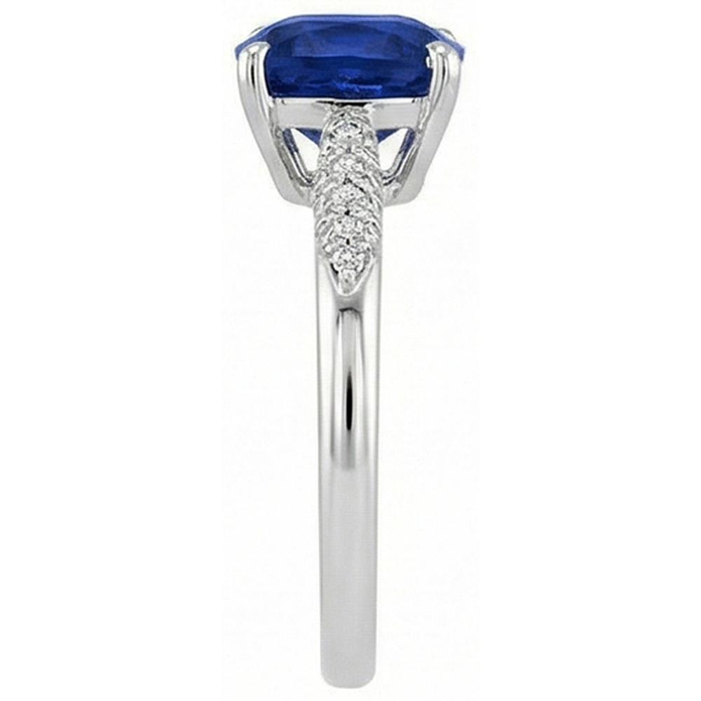Blue Cushion Cut Kashmir Sapphire And Natural Earth Mined Diamond Wedding Ring Gold 14K 2 Ct.