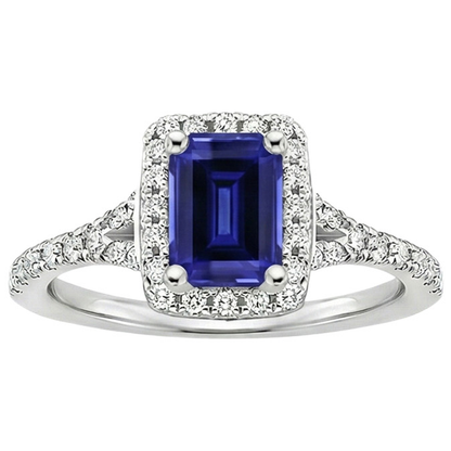 Blue Emerald Ceylon Sapphire Natural Earth Mined Diamond Engagement Ring 3 Carats