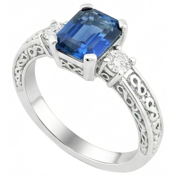 Natural Sapphire Ring 2.50ct - White Gold 14K