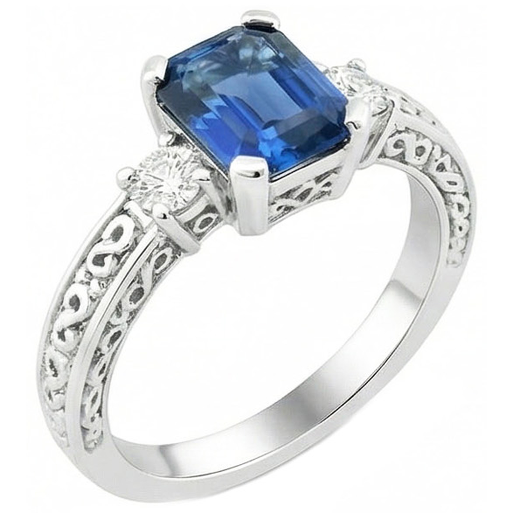 natural emerald sapphire 2.50ct ring close up detail