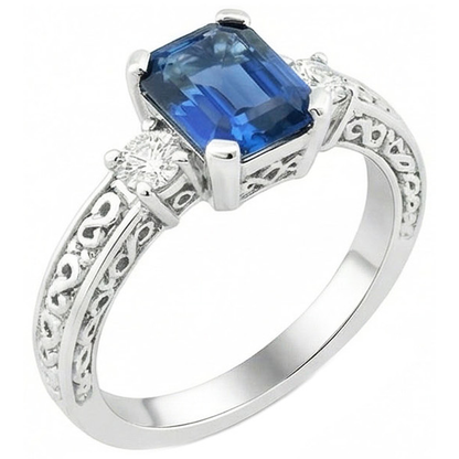 natural emerald sapphire 2.50ct ring close up detail