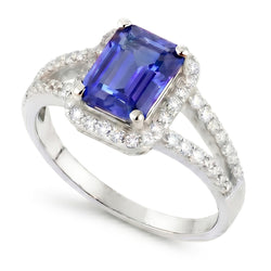 Blue Emerald Sapphire And Natural Earth Mined Diamond Ring