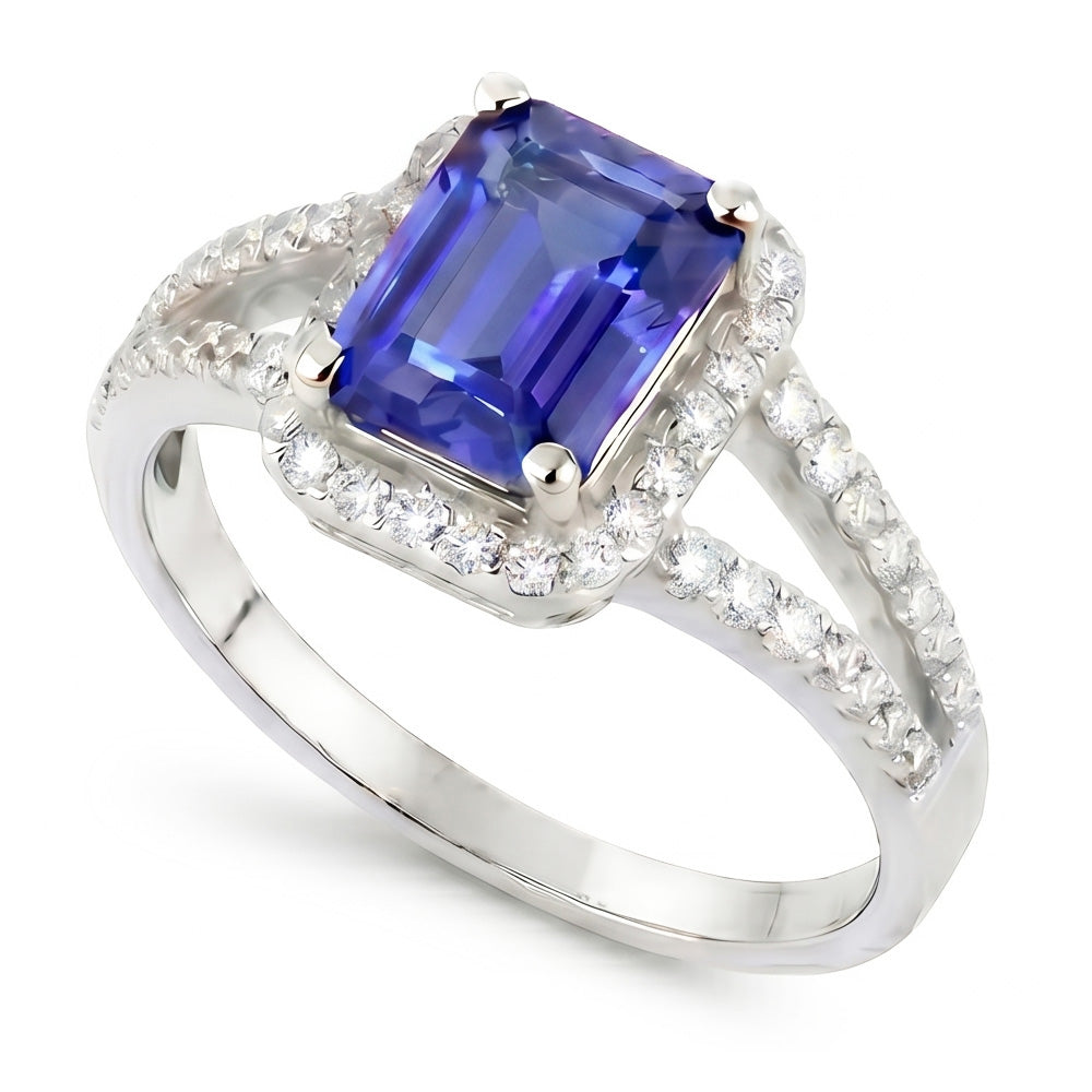 Blue Emerald Sapphire And Natural Earth Mined Diamond Ring