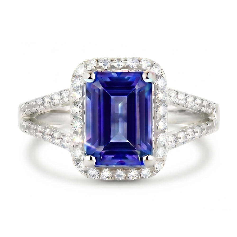 Blue Emerald Sapphire And Natural Earth Mined Diamond Ring