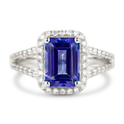 Blue Emerald Sapphire And Natural Earth Mined Diamond Ring