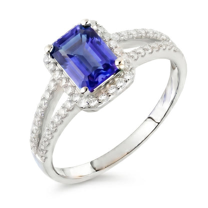 Blue Emerald Sapphire And Natural Earth Mined Diamond Ring