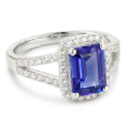 Blue Emerald Sapphire And Natural Earth Mined Diamond Ring