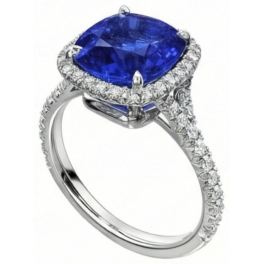 Natural Real ( Not Lab Grown )  Blue Kashmir Sapphire Wedding Ring For Women