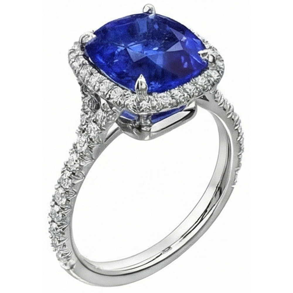 Natural Real ( Not Lab Grown )  Blue Kashmir Sapphire Wedding Ring For Women