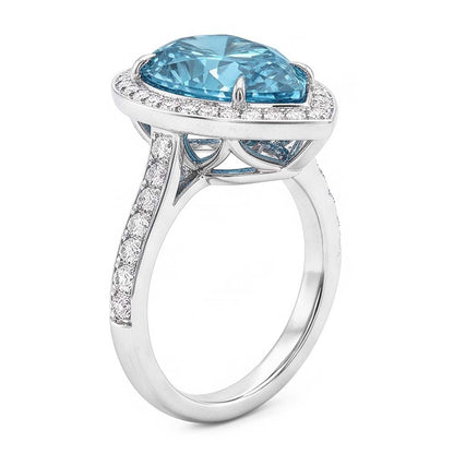 Blue Natural Earth Mined Diamond Engagement Ring