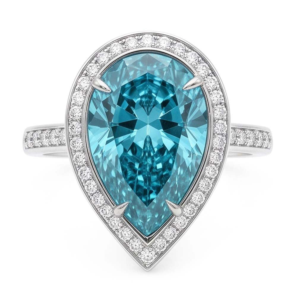 Blue Natural Earth Mined Diamond Engagement Ring