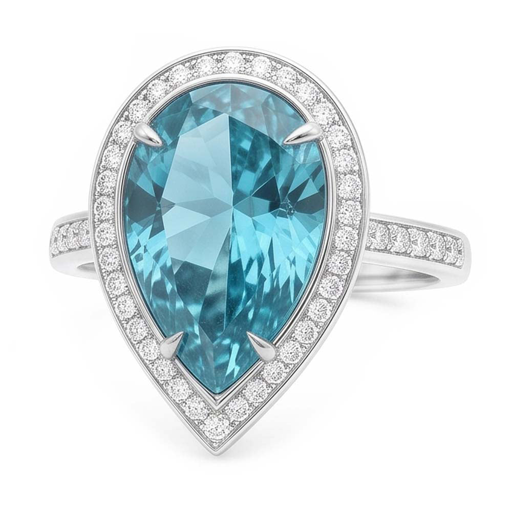 Blue Natural Earth Mined Diamond Engagement Ring