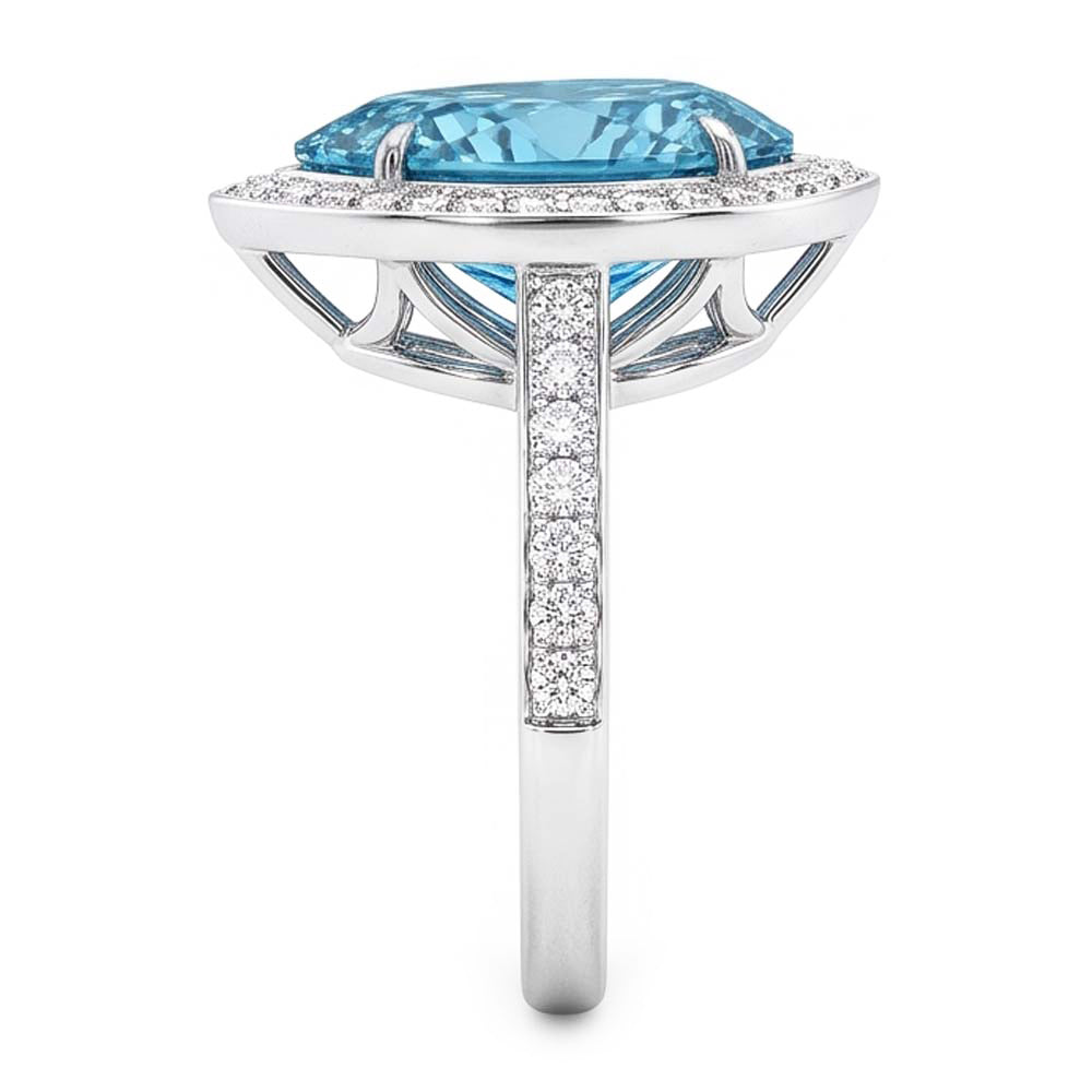 Blue Natural Earth Mined Diamond Engagement Ring