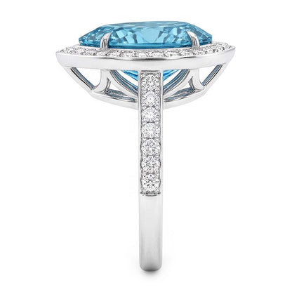Blue Natural Earth Mined Diamond Engagement Ring