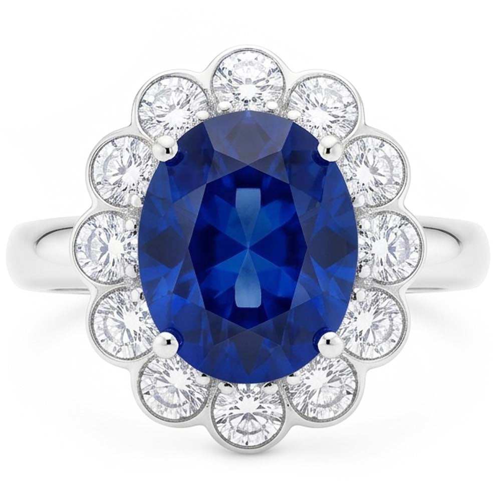 Blue Sapphire And Natural Earth Mined Diamond Engagement Ring