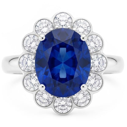 Blue Sapphire And Natural Earth Mined Diamond Engagement Ring