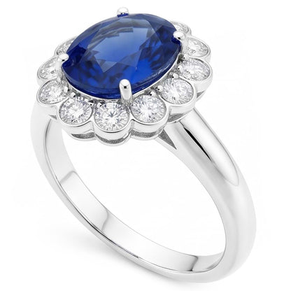 Blue Sapphire And Natural Earth Mined Diamond Engagement Ring