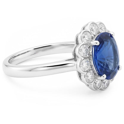 Blue Sapphire And Natural Earth Mined Diamond Engagement Ring