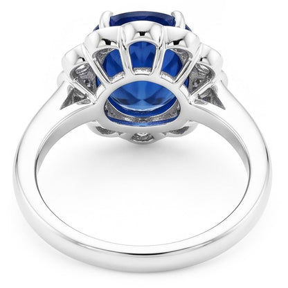 Blue Sapphire And Natural Earth Mined Diamond Engagement Ring