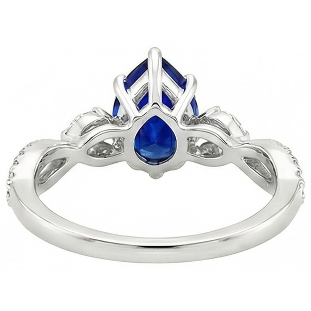 Blue Sapphire Anniversary Ring Marquise & Round Natural Earth Mined Diamonds 5.50 Carats