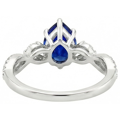 Blue Sapphire Anniversary Ring Marquise & Round Natural Earth Mined Diamonds 5.50 Carats