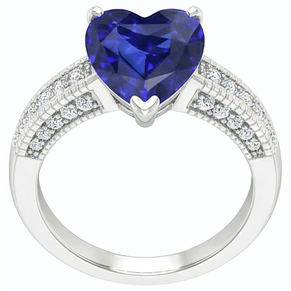 Blue Sapphire Ceylon Sri Lanka Natural Earth Mined Diamond Ring