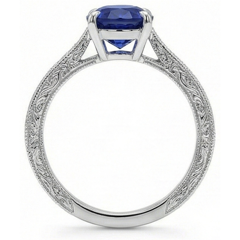 Natural Real ( Not Lab Grown )  Blue Sapphire Color Solitaire Ring