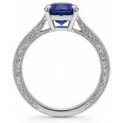 Natural Real ( Not Lab Grown )  Blue Sapphire Color Solitaire Ring