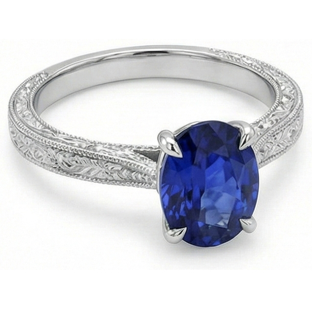 Natural Real ( Not Lab Grown )  Blue Sapphire Color Solitaire Ring