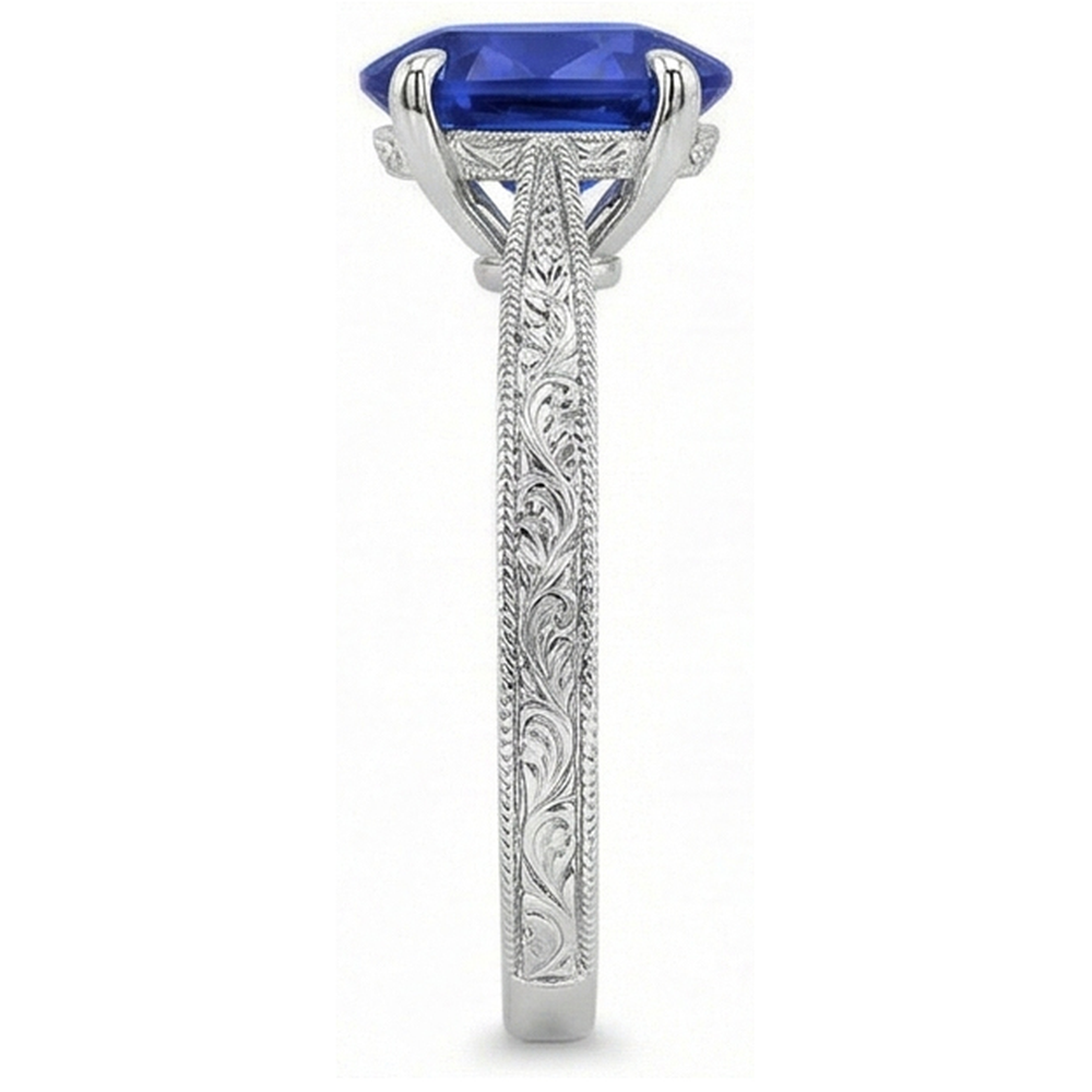Natural Real ( Not Lab Grown )  Blue Sapphire Color Solitaire Ring